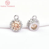 6PCS 7MM Zircon Round Charms Pendants DIY Jewelry Findings