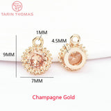 6PCS 7MM Zircon Round Charms Pendants DIY Jewelry Findings