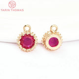 6PCS 7MM Zircon Round Charms Pendants DIY Jewelry Findings