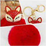 Fox Puff Ball KeyChains for Kids and Women
