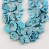 Natural Geode Drusy Moon Shape Beads, Druzy Agates Stone Slices Pendant Necklace
