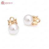Plastic Pearls Round Ball Beads Charms Pendants with Alloy Cap/Bow-knot/Crown