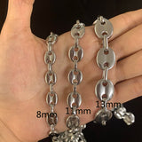 Coffee Bean Necklaces Set for Men Women Stainless Steel Pig Nose Link Chains