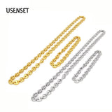 Coffee Bean Necklaces Set for Men Women Stainless Steel Pig Nose Link Chains