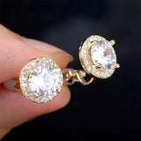 CZ Crystal Clip On Earrings for Women - Non-Pierced Round Earrings