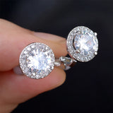CZ Crystal Clip On Earrings for Women - Non-Pierced Round Earrings