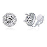 CZ Crystal Clip On Earrings for Women - Non-Pierced Round Earrings