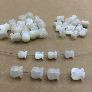 10Pcs Mother Shell Bell Orchid Flower Charms Jewelry Beads Findings