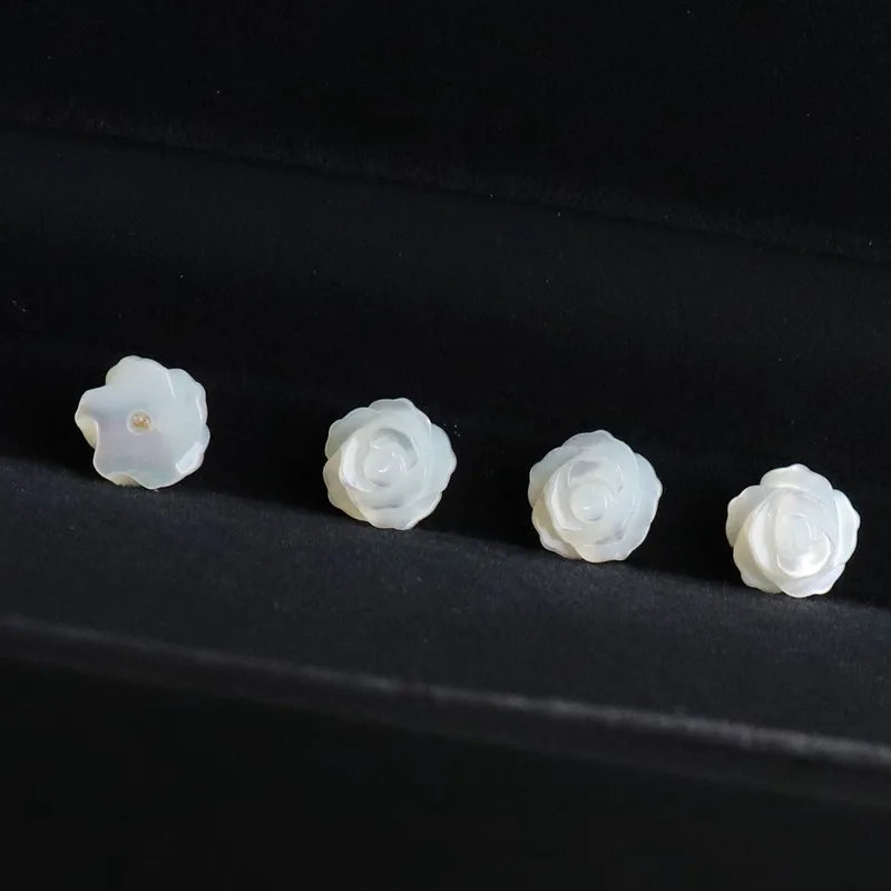 100% Natural Pearl Shell Rose Flower Earring Beads