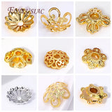 8MM 18K Plated Brass Zircon Snowflake Bead Caps Flower End Caps