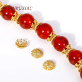 8MM 18K Plated Brass Zircon Snowflake Bead Caps Flower End Caps
