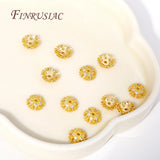 8MM 18K Plated Brass Zircon Snowflake Bead Caps Flower End Caps