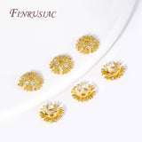 8MM 18K Plated Brass Zircon Snowflake Bead Caps Flower End Caps