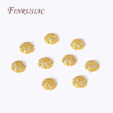 8MM 18K Plated Brass Zircon Snowflake Bead Caps Flower End Caps