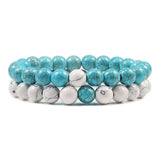 Tiger Eye Volcanic Agate Turquoise Stone Beaded Bracelet Set