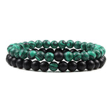 Tiger Eye Volcanic Agate Turquoise Stone Beaded Bracelet Set