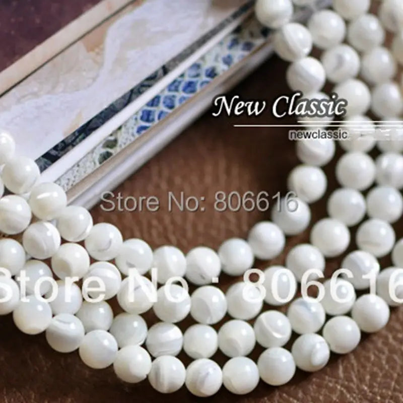 8MM Natural Shell Loose Strand Beads Charms Findings (48PCS)