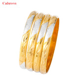 8MM/64MM Silver Arabic Bangles Two-Tones Dubai Bracelet for Women
