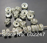 500PCS 8MM Crystal Rhinestone Spacer Beads, Silver Plated, DIY Basketball Wives