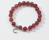 925 Sterling Silver Strawberry Quartz Bracelet with Moon Charms