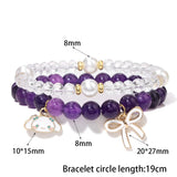 8MM Beads Delicate Bracelet Pink Quartzs Amethysts Crystal Rabbit Bow