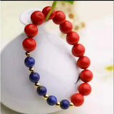 8MM Cinnabar Lapis Lazuli Beads Bracelet for Healing Gift Blessing