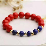 8MM Cinnabar Lapis Lazuli Beads Bracelet for Healing Gift Blessing