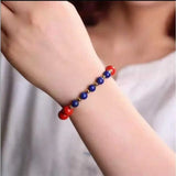 8MM Cinnabar Lapis Lazuli Beads Bracelet for Healing Gift Blessing