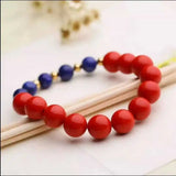 8MM Cinnabar Lapis Lazuli Beads Bracelet for Healing Gift Blessing