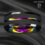 8MM Rainbow Line Tungsten Carbide Ring Men's Wedding Band
