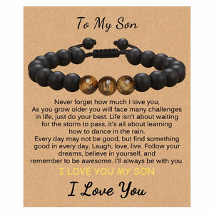 8MM Matte Bracelet With Greeting Card Natural Stone Braided Bangles for Men