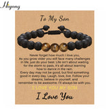 8MM Matte Bracelet With Greeting Card Natural Stone Braided Bangles for Men