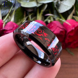8MM Tungsten Carbide Red Opal Dragon Wedding Ring
