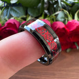 8MM Tungsten Carbide Red Opal Dragon Wedding Ring