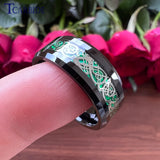 8MM Tungsten Carbide Red Opal Dragon Wedding Ring