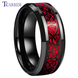 8MM Tungsten Carbide Red Opal Dragon Wedding Ring