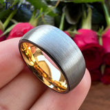 8MM Rose Tungsten Wedding Ring Domed Brushed Finish