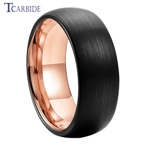 8MM Rose Tungsten Wedding Ring Domed Brushed Finish