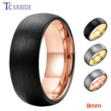 8MM Rose Tungsten Wedding Ring Domed Brushed Finish