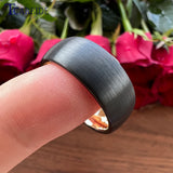 8MM Rose Tungsten Wedding Ring Domed Brushed Finish