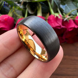 8MM Rose Tungsten Wedding Ring Domed Brushed Finish