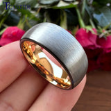 8MM Rose Tungsten Wedding Ring Domed Brushed Finish