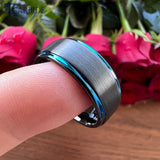 8MM Rose Tungsten Wedding Ring Stepped Brushed Finish