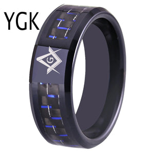 8MM Tungsten Masonic Ring Wedding Engagement Party Jewelry