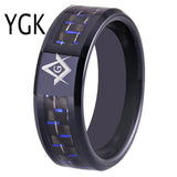 8MM Tungsten Masonic Ring Wedding Engagement Party Jewelry