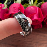8MM Tungsten Wedding Band Koa Wood Meteorite Inlay