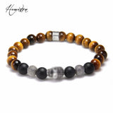 8MM Zircon Skull Bead Bracelet With Tiger?s eye Stone BRACELET