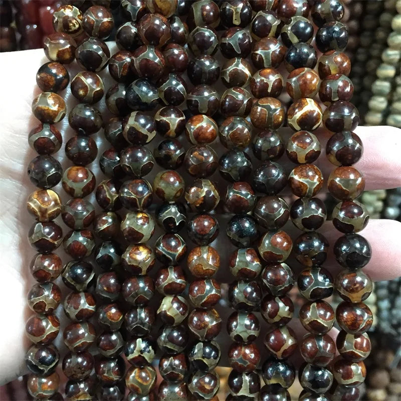 8MM Tibet DZI Jade Gemstone Beads - DIY Earring Necklace Bracelet