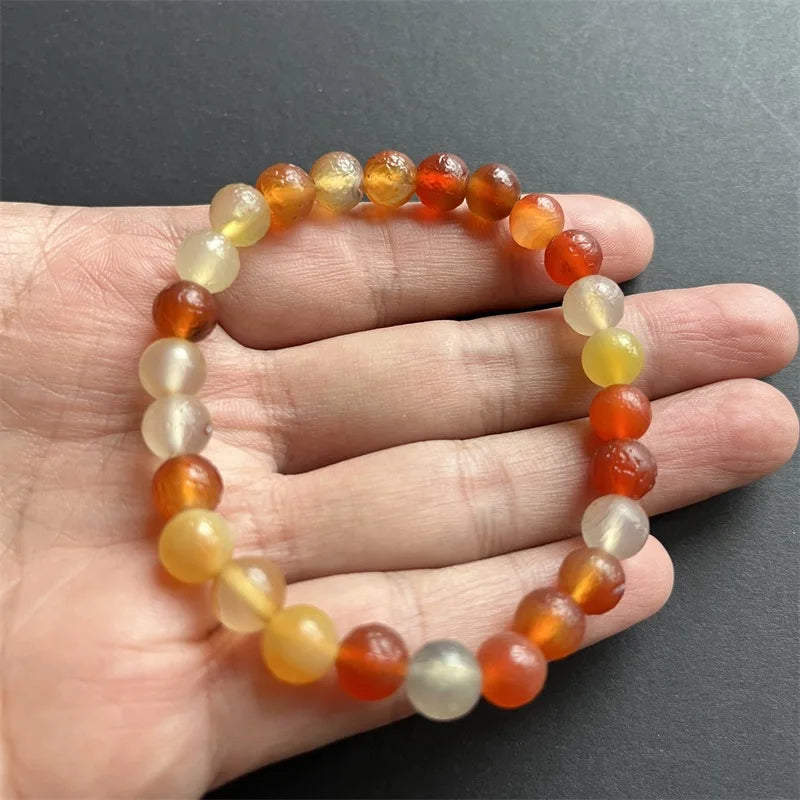 8MM Tibet Old Agate Bracelet Natural Stone Bead Hand Row Gemstone