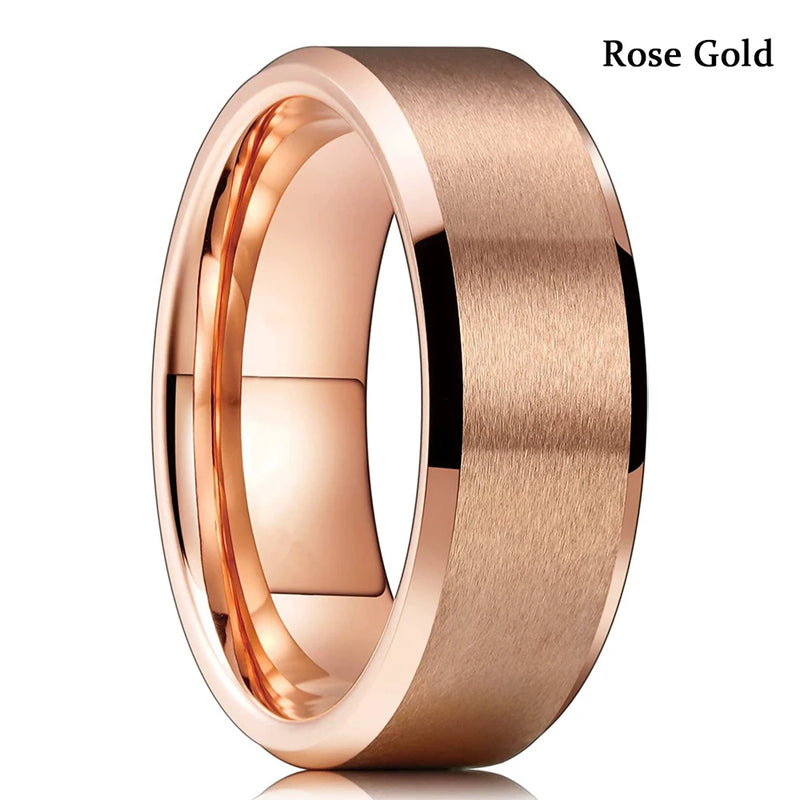8MM Stainless Steel Rotatable Spinner Ring Hawaiian Koa Wood Chain Punk Jewelry